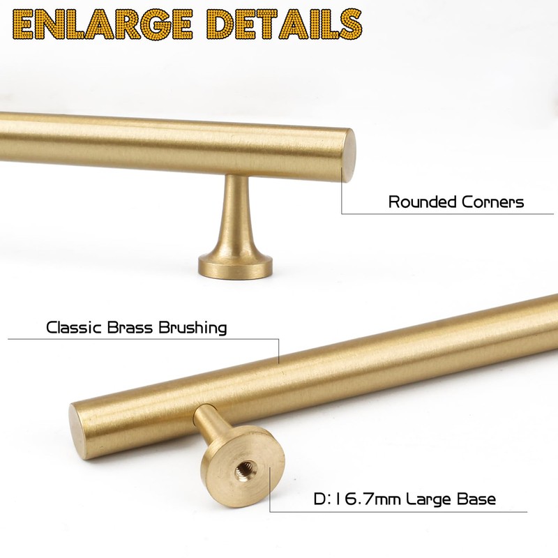 RZDEAL 3-3/4 Inch Kitchen Cabinet Handles Solid Brass Cabinet Pulls