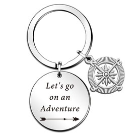 QMVMV Camper Keyring Adventure Gifts for Women Men Camper Trailer Vacation Gifts Outdoor Adventure Traveller Gifts Let's Go On an Adventure