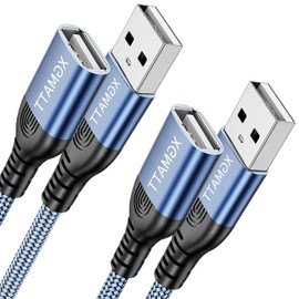 XGMATT USB Verlängerung Kabel 2M 2Stück,USB 2.0 Verlängerungskabel A Stecker auf A Buchse mit eleganten Alluminiumsteckern, Nylon Stoffmantel für Kartenlesegerät,Drucker,PS VR,Tastatur, Kamera,Blau