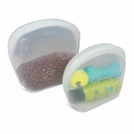 SnapPack Premium Silicone Reusable Pet Storage Stand-Up Bags, Pet Duo Set, Microwave, Dishwasher, Oven and Freezer Safe, BPA Free, Leak-free, and Eco-friendly |1000ml & 2000ml Set (Clear)