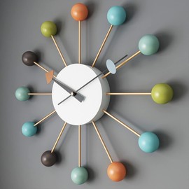 SHISEDECO Mid Century Ball Clock Multicolor, Large Size Wall Clock Decorative Modern Silent Quartz Creative Fashion Hanging Decoration Clock for Home Kitchen Living Room Office Bedroom Study Room