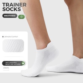 FALARY 10 Pairs Trainer Socks For Men & Women, White & Black Cotton Ankle Socks - Comfortable, Breathable and Durable, Size 12-15