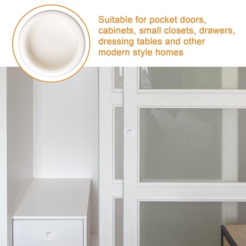 MOROBOR 4 Pack Closet Door Finger Pull, Plastic Round Sliding