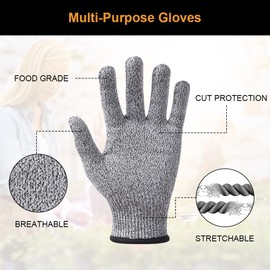 flintronic Cut Resistant Gloves, 1 Pair of Cut Protection Gloves Kitchen, Carving Gloves for Adults, Cut Gloves Kitchen, Garden Gloves, Cut Protection Gloves, Level 5 Protection (L)