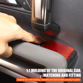 for Hummer EV Accessories Inner Window Switch Panel Cover Set of 4 Compatible with Hummer EV 2024+Real Carbon Fiber Window Lift Switch Cover Interior Button Trim Kit Interior (Red)