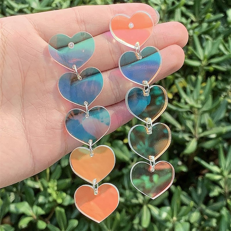 Pink Heart Earrings Lover Heart Dangle Earrings Arylic Heart Shaped