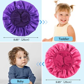CIATBYYJ 3 Pcs Soft Wide Kids Bonnets for Sleeping Adjustable Sleep Hair Bonnet for Baby Kid Elastic Band Sleeping Hair Bonnets for Kids Baby Girls Boys Toddler (Blue/Rose/Deep Purple)