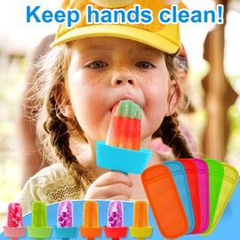 AIERSA 12pcs Popsicle Holders and Ice Pop Sleeves Set for kids No Drip, Silicone Popsicle Holder with Straw and Reusable Neopreneee Freeze Popsicle Sleeves for Toddlers Mess Free, No Freezing Hands