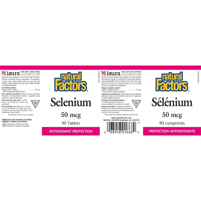 Natural Factors Natural Factors Selenium 50 mcg, 90 Tablets, Antioxidant,