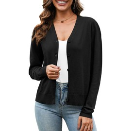 Yommay Womens Cardigans Long Sleeve Open Front Crochet Knit Cardigan Lightweight Casual Fashion Ladies Soft Outerwear Elegant,Black,3XL