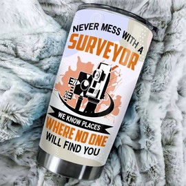 MEDROC Land Surveyor Gifts Men - Tumbler Stainless Steel 20oz, National Surveyors Week Gift For Women Men, Funny Land Surveyor Drinking Coffee Cups For Work (LS08)