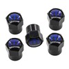 Mopar Logo Tire Valve Caps Set (Blue On Black)