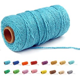 flipped (100 Yards/1.5mm/35 Colors Optional) Cotton Baker Twine DIY Craft Macramé Natural Cotton Rope Craft Making Knitting Cord String Rope DIY Wedding Decor Supply Christmas Wrapping(Blue)…