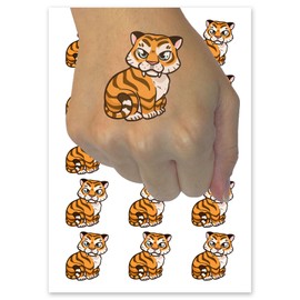 Cute Tiger Cub Kitten Cat Stripes Temporary Tattoo Water Resistant Fake Body Art Set Collection - 15 2" Tattoos (1 Sheet)