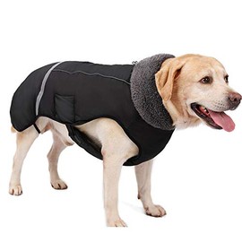 Abrigos para Perros para Clima frío, Chaquetas de Invierno cálidas para Perros, Chaleco Reflectante Estilo Retro Impermeable y Resistente al Viento para Perros (Negro, X-Large)