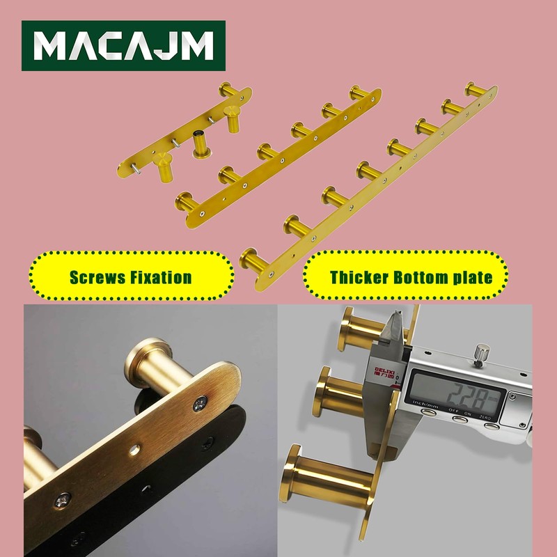 MACAJM Brushed Gold Wall Mount Coat Rack with 6 Hooks,
