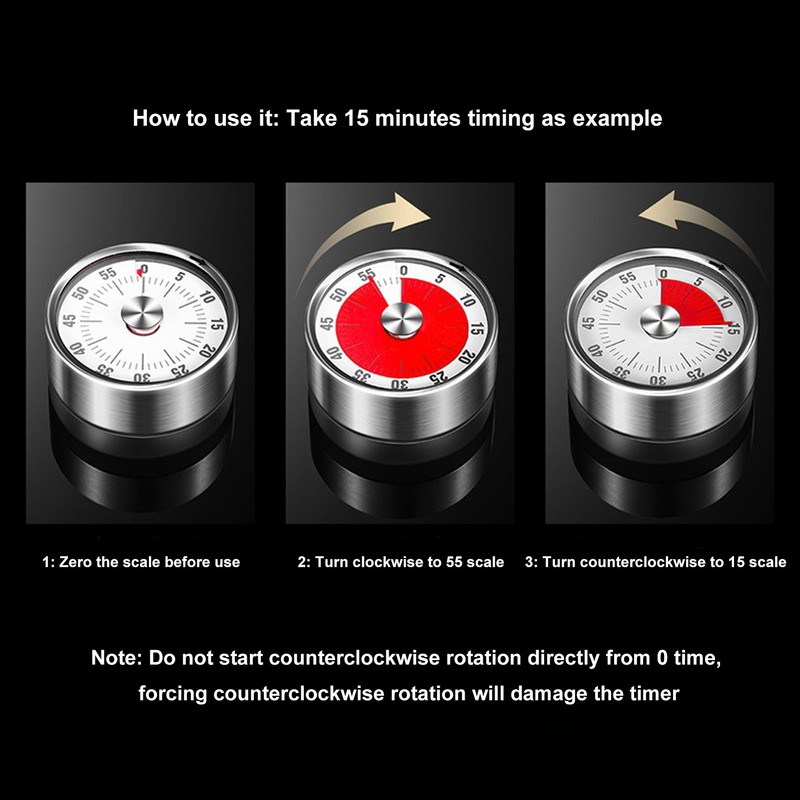 Visual Timer Multifunctional Retro Round Mechanical Visual Timer for Kitchen