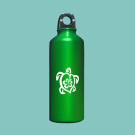 AzQuest Hibiscus Sea Turtle Decal Vinyl Car Sticker Ocean Sea Life | Cars Trucks Vans Walls Laptop | White | 6 Inch | AZQ190|