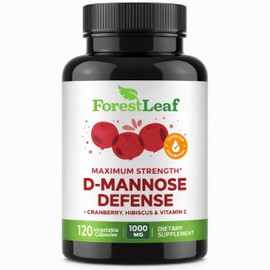 ForestLeaf D Mannose Supplements for Women & Men - D-Mannose 1000mg Capsules with Cranberry, Hibiscus & VIT C - DMannose Pills for UTI, Urinary Tract & Bladder Support - 120 Caps