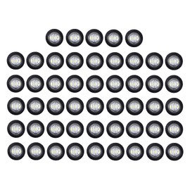 TMH 50 Pcs 3/4 Inch White Light 3 LED Clearance Markers Side Marker Indicator Lights Mini Round Front Rear 3 LED with Rubber for Truck Trailer Car Bus 12V DC