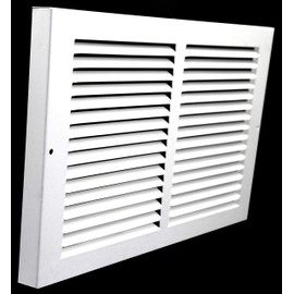 HVAC Premium 30" X 8" Baseboard Return Air Grille - HVAC Vent Duct Cover - 7/8" Margin Turnback for Flush Fit with Baseboard Work - White [Outer Dimensions: 31.75" Width X 9.75" Height]