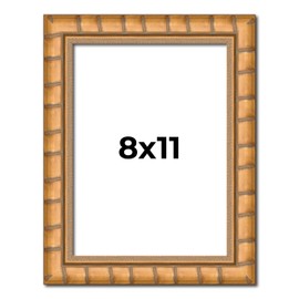 Poster Palooza 8x11 Frame Gold Bamboo 1.5 Inch Moulding Width Solid Wood Picture Frame with UV Acrylic Plexiglass, Foam Board Backing & Hanging Hardware Included