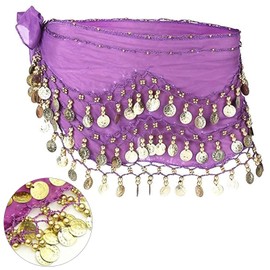 Chiffon Hip Scarf, Women's Belly Dancer Costume, Dance Cloth with Coins for Belly Dance, Women's Belly Dance Belt, Black Belly Dance Hip Scarf, for Girls Women for Performance Costume, Belly Dance