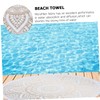 Alipis Beautiful Round Mandala Beach Towel White Microfiber Multi-Purpose for