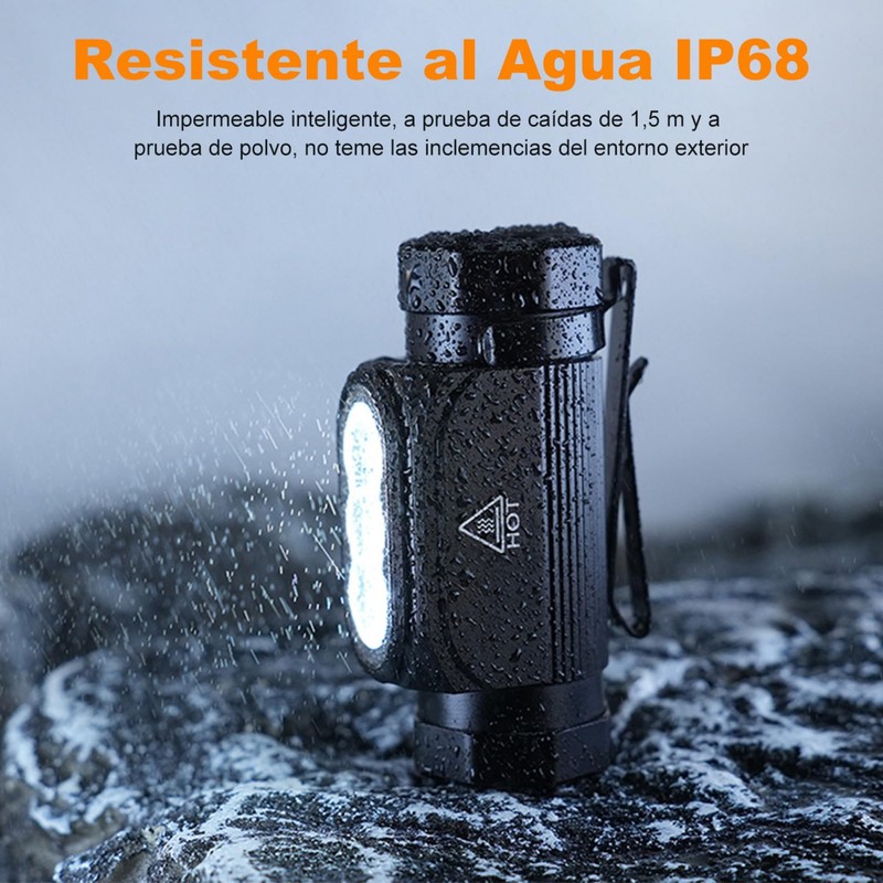 BYASKZIV Lampara Cabeza, Linterna de Cabeza IP68 Recargable, Resistencia a