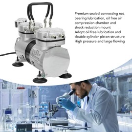 Kadimendium Oilless Vacuum Air Pump 1/4HP High Pressure Large Flowing Ultra Quiet Small Oil Air Compressor Pump Small Diaphragm Mute Pump(US Plug)