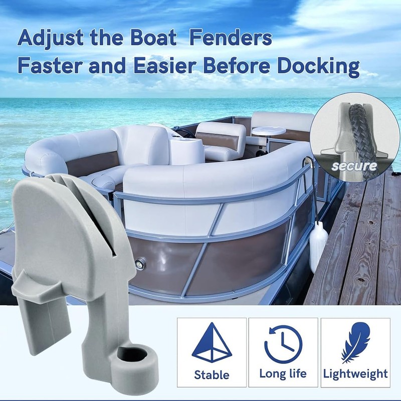 EEYAD 4-Pack Adjustable Pontoon Boat Fender Clips - Black Nylon