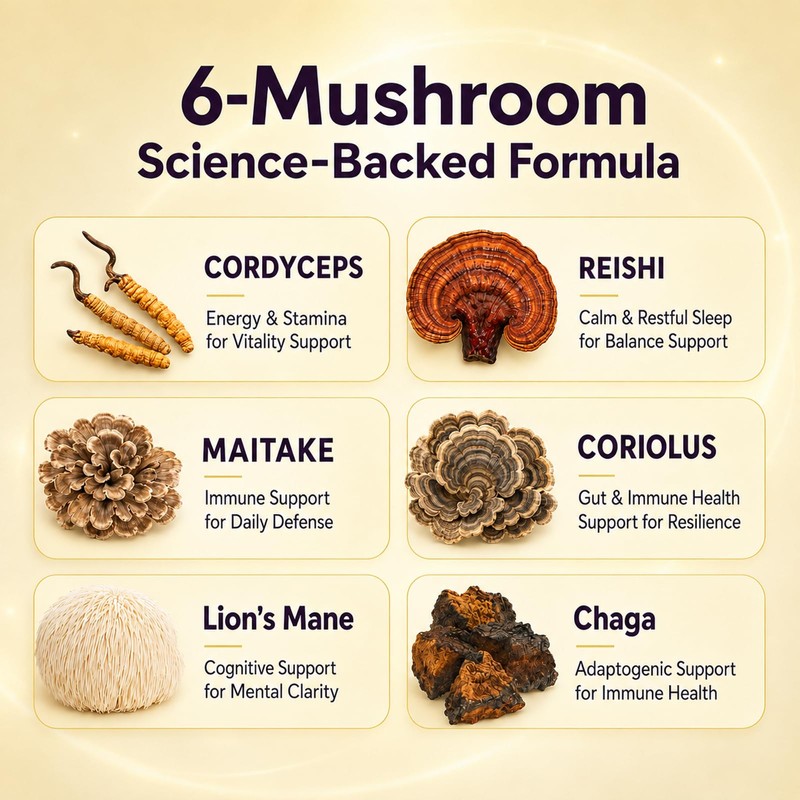 Daily Mushroom Gummies for Brain Health Support, 20 ct