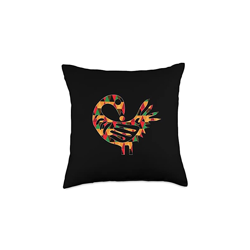 Sankofa Pattern Afrocentric Adinkra Symbol Throw Pillow