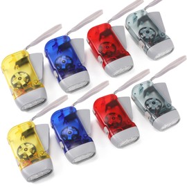 BFVV 8 Pack Hand Crank Emergency Flashlight, No Battery Require, 3 LED Bright Lights, Portable Wind-Up Flashlight for Camping,Outdoor, Home & Car Emergencies, Easy Use for Kids & Adults