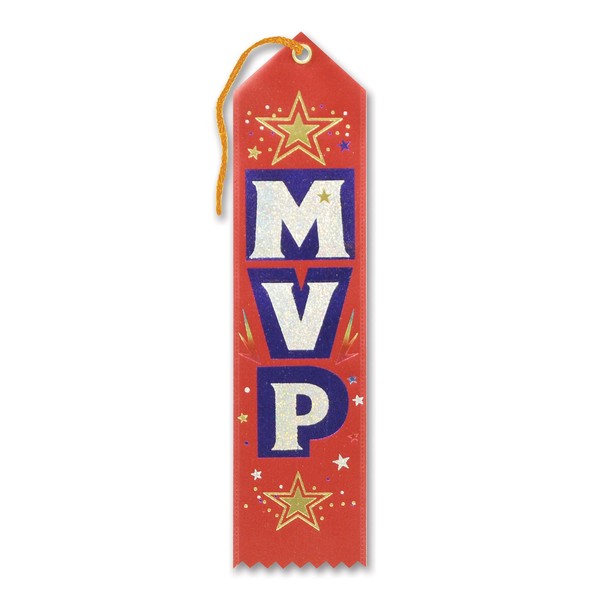 Beistle MVP Ribbon Award, Orange - 1pc