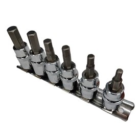 Aebs/Avis Hex Socket Set R943 Inch Hex Socket 3/8 Inch Insertion Angle 6 Piece Set with Socket Rail Bike Maintenance Tool