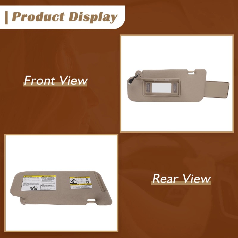 imcarparts Sun Visor + Lamp Tan Left Driver side For