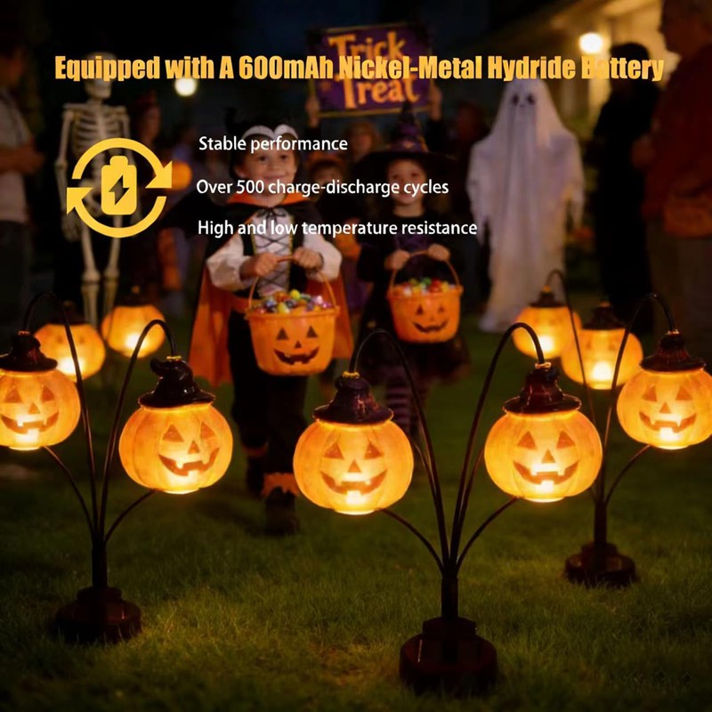 1PCS Halloween Pumpkin Solar Stake Lights, Waterproof Outdoor Ground Stake