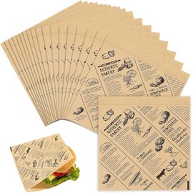 50 Stück Burger Papierblätter, 18 x 18 cm Dickes Burger Papier, Öl Burger Tüten Burger Tüten, Sandwich Papier, Wrap Papier für Sandwich, Pommes Frites, Burger, Kuchen, Butterbrot, Käse