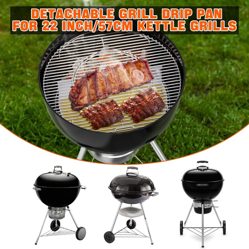 Onlyfire Stainless Steel Detachable Grill Drip Pan for Weber 22"