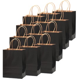 qiqee 100-Packs Black Paper Gift Bags with Handles Bulk 13"×10"×5" Large Size Gift Bags Multiple Uses