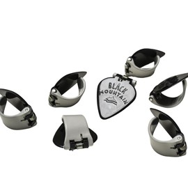 Black Mountain - Púas de pulgar de calibre medio para guitarra acústica, guitarra eléctrica, ukelele, banjo y más, ajuste universal con resorte para pulgares medianos a XL, púas de dedo de primera