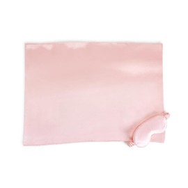 Two's Company Rose Satin Pillowcase and Eye Mask Set in Gift Box