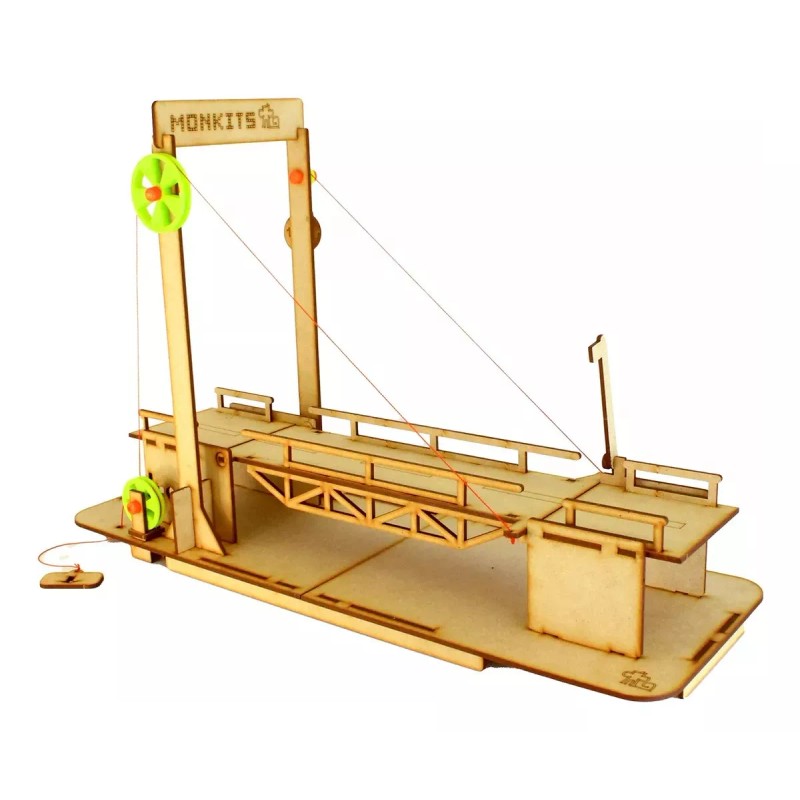 Monkits Education Puente Levadizo Electrónico, Armar Juguete Didáctico Mecánic