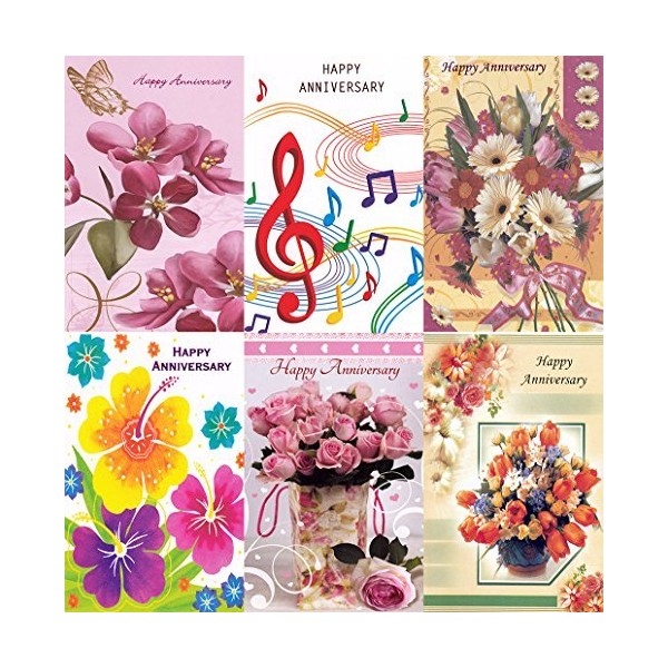 Assorted Happy Anniversary Greeting Cards in a Bulk 12 Pack