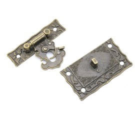 Meuey Lyot Vintage Bronze Alloy Latches and Wooden Box Hinges with Screw Kits for Decorating Small Wooden Jewelry Box Items -2 Set