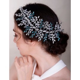 Chargances Bridal Crystal Hair Vine Wedding Green Rhinestone Headband Fashion Bride Gemstone Hair Vine Wedding Prom Flower Girl Hair Accessories for Women and Girls (Gold and Green)