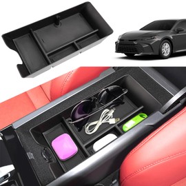Coleya 2025 Camry Accessories Center Console Organizer for Toyota Camry (LE/SE/XLE/XSE), Durable ABS Plastic&Anti-Slip Rubber Mats 2025 Camry Console Armrest Tray Insert 2025 Camry Sunglasses Holder
