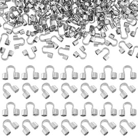 PH PandaHall 200pcs 304 Stainless Steel Wire Guardian, 5x7x2mm U-Shape Cable Protector Wire Guard Loops Thread Protector for Earring Bracelet Necklace Pendants Jewelry DIY Crafts Making, Hole 1.6mm