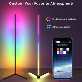 Hitish Corner Floor Lamp RGB LED Corner Lamp with App and Remote Control Sync Music US